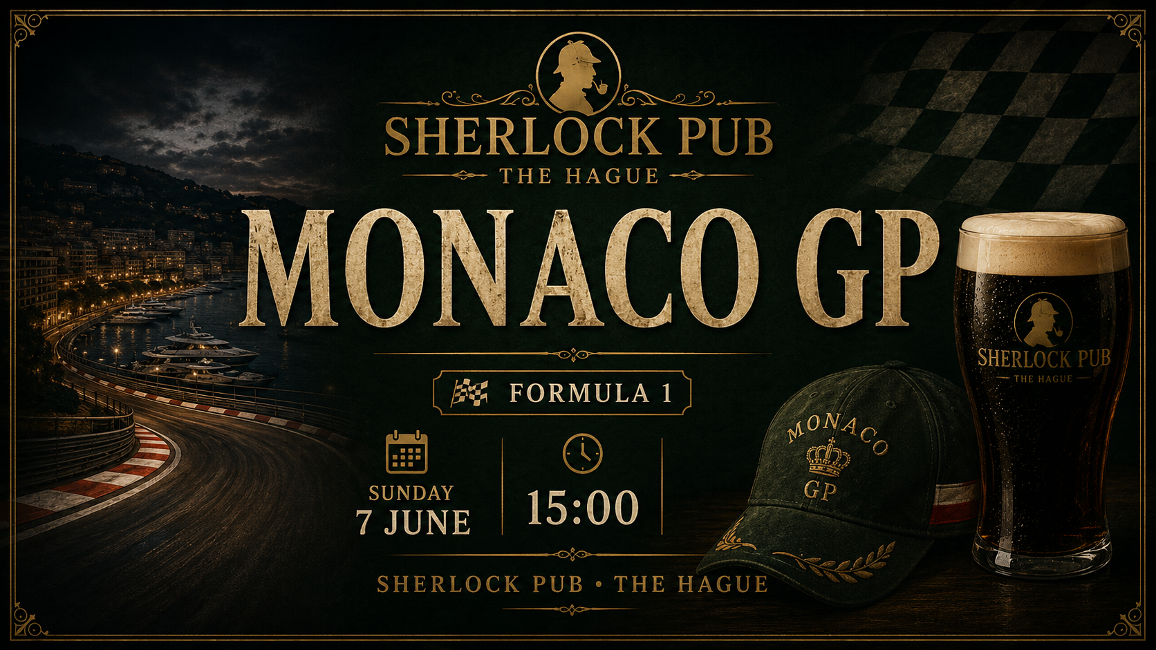 Monaco Grand Prix Formula 1 event at Sherlock Pub in The Hague.