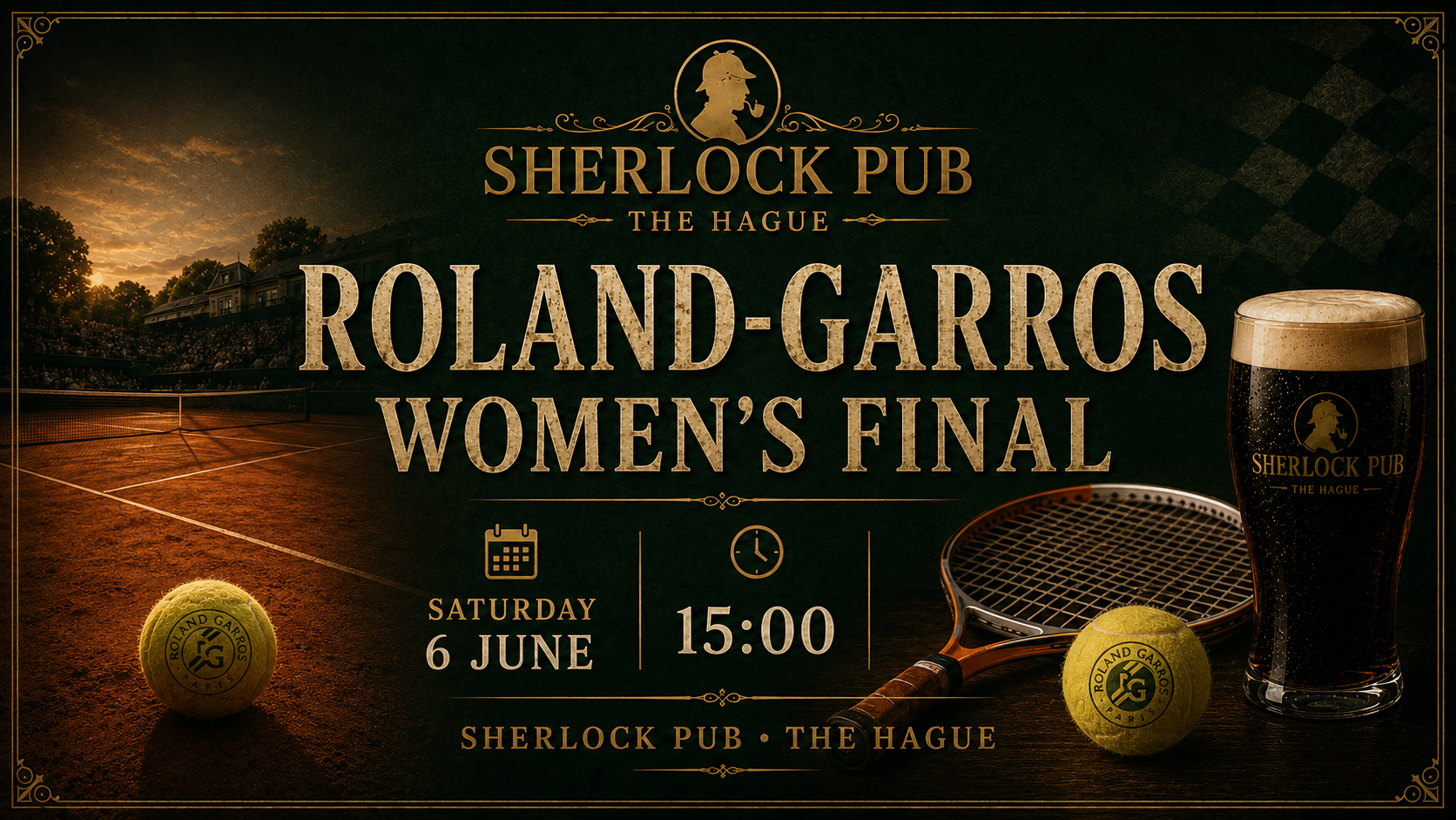 Roland-Garros Women’s Final event at Sherlock Pub in The Hague.