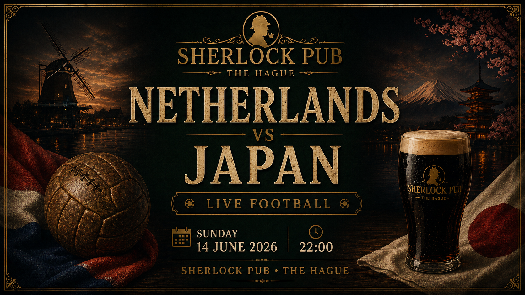 Netherlands vs Japan FIFA World Cup event at Sherlock Pub in The Hague.