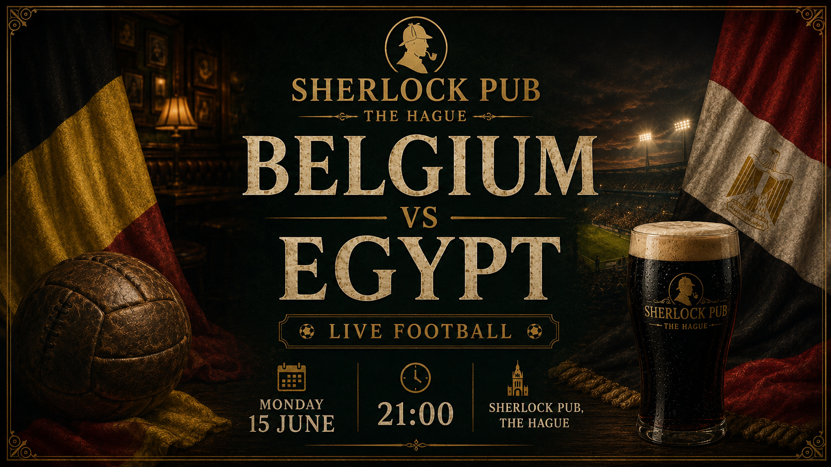 Belgium vs Egypt FIFA World Cup event at Sherlock Pub in The Hague.