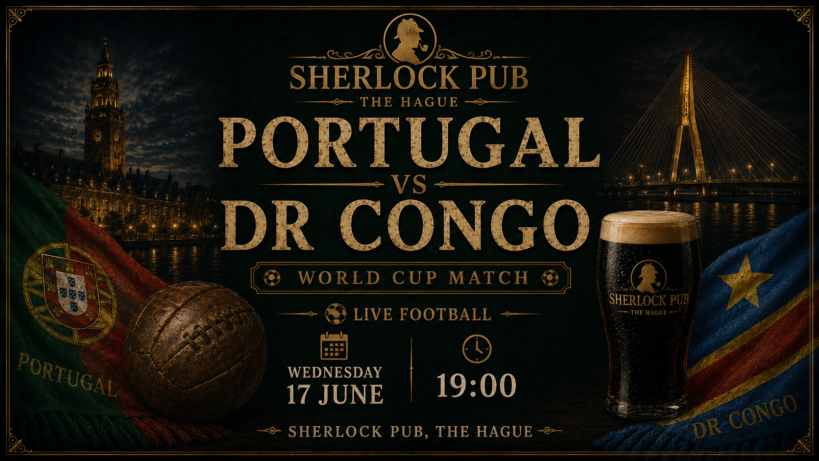 Portugal vs DR Congo FIFA World Cup event at Sherlock Pub in The Hague.