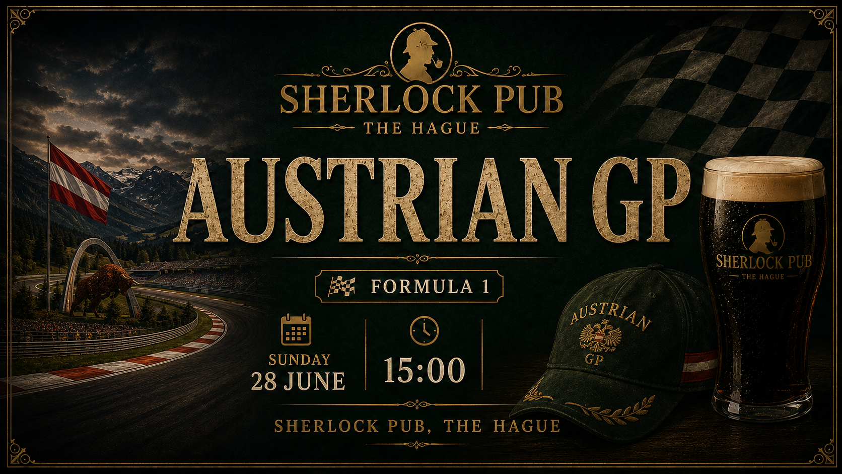 Großer Preis von Österreich als Formel-1-Event im Sherlock Pub in Den Haag.