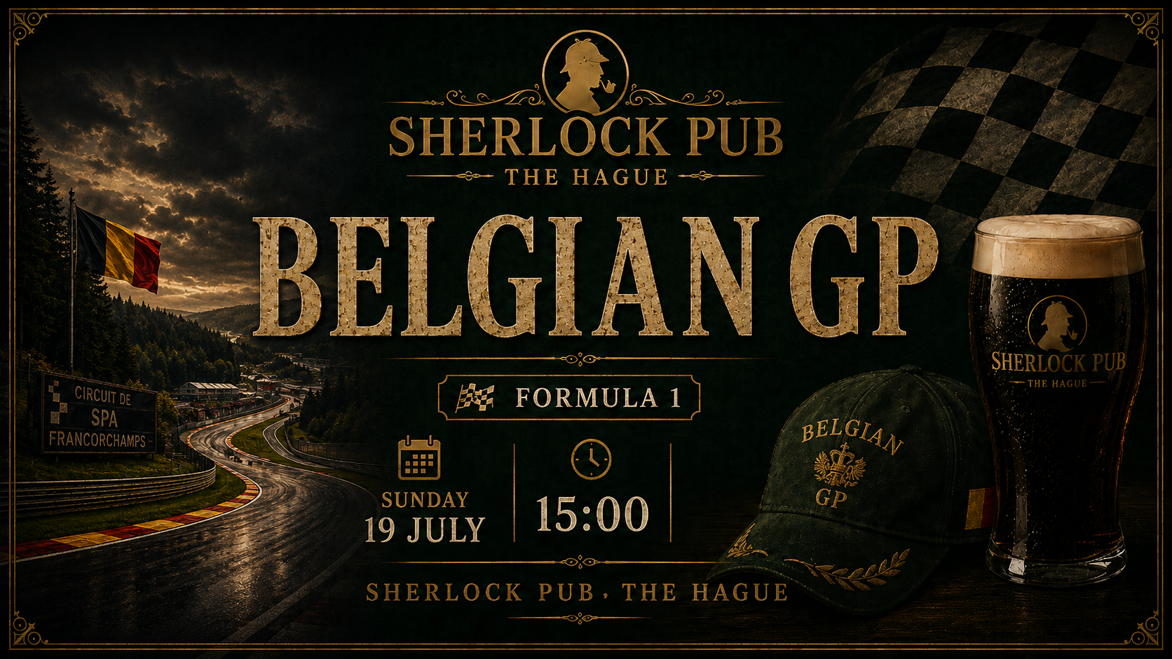 Großer Preis von Belgien als Formel-1-Event im Sherlock Pub in Den Haag.